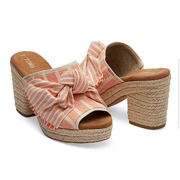 Toms Shoes - Orange Cabana Stripe Junie Knot Espadrille Sandal